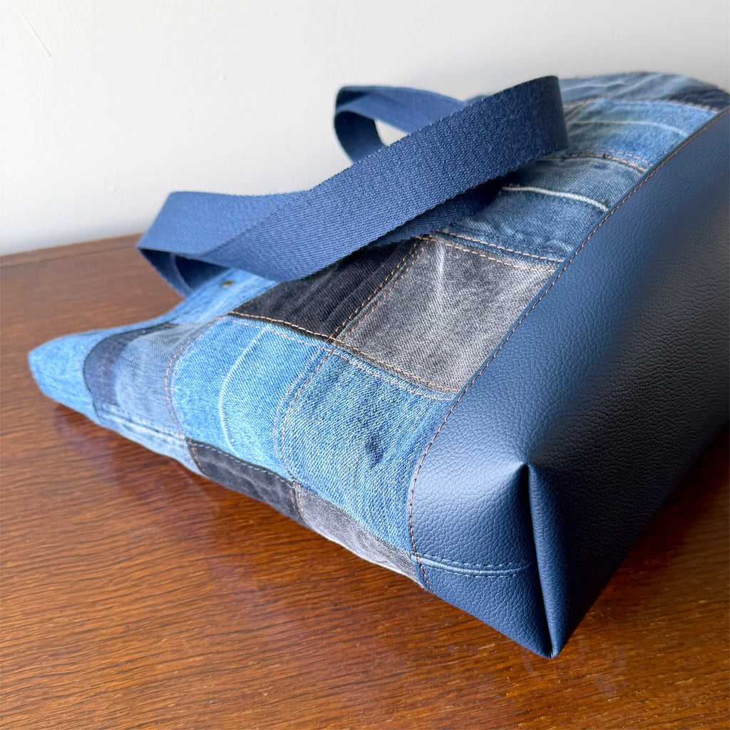 Large Patchwork Tote Bag | Upcycled Denim | Handmade