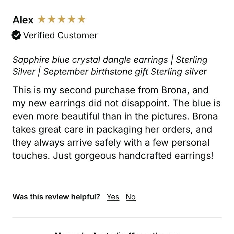 Birthstone crystal dangle earrings | Sterling silver | Multiple month colour options | Birthday or Anniversary gift