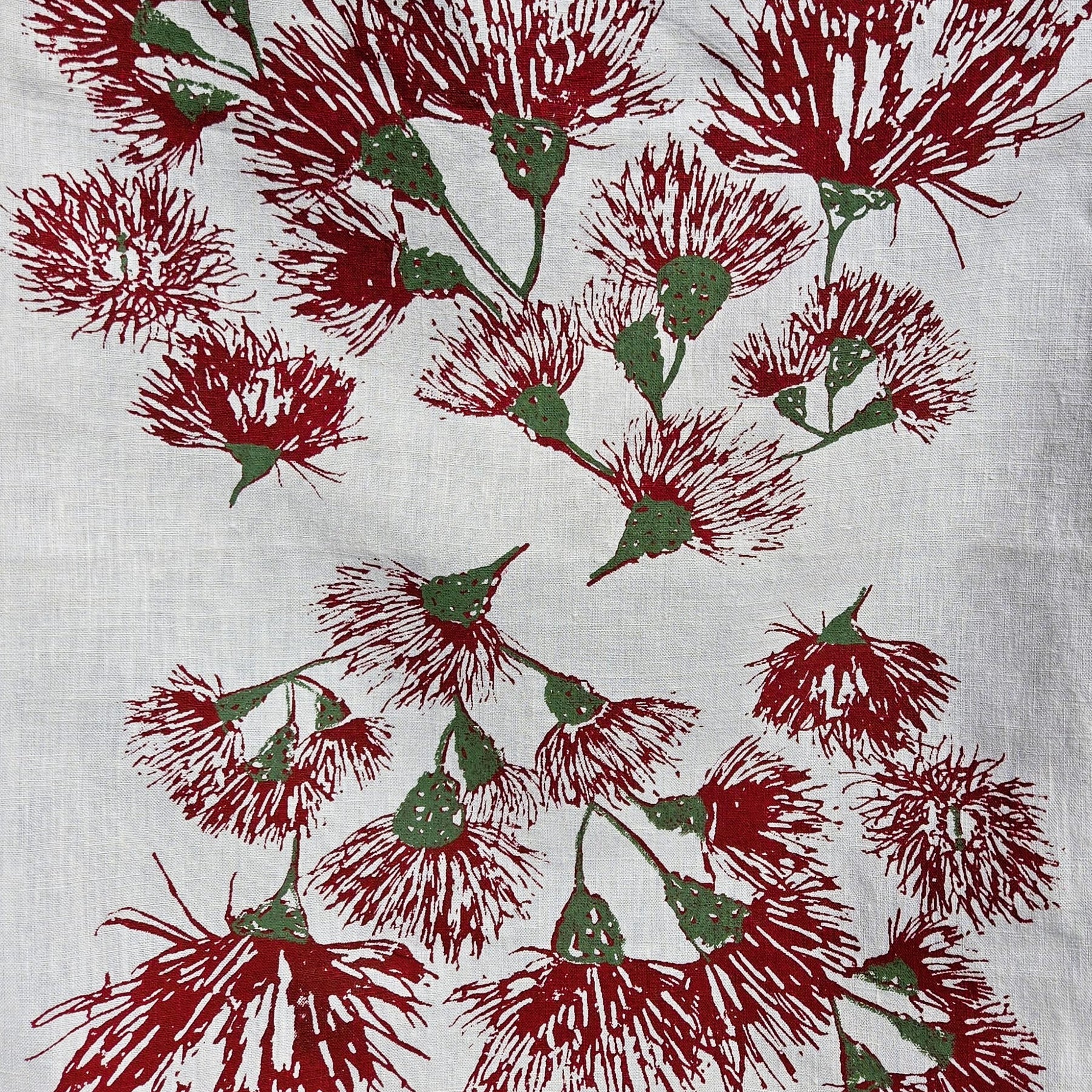 Hand Screen Printed Linen Tea Towels-Eucalypt Blossoms