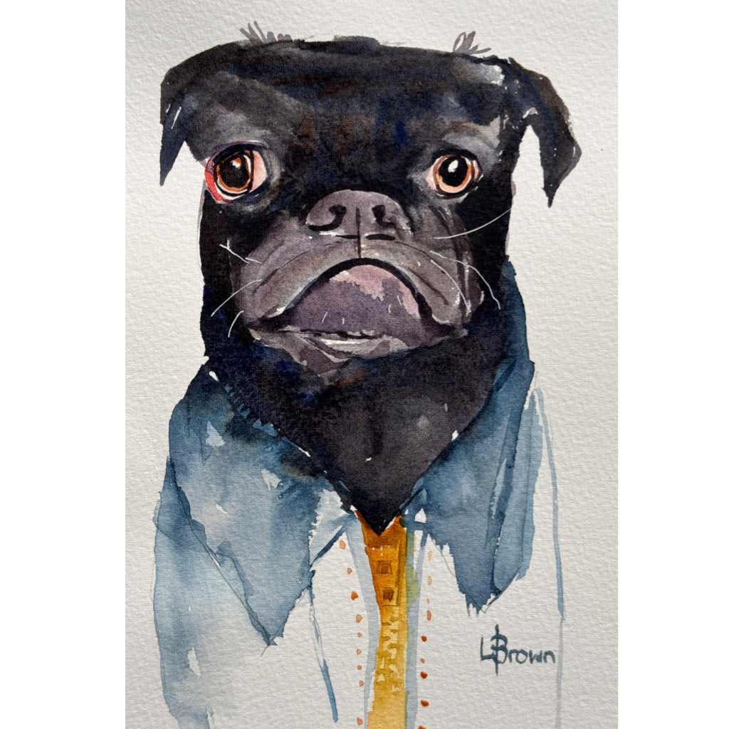 Mini Me #172 French Bulldog Original Watercolour Painting