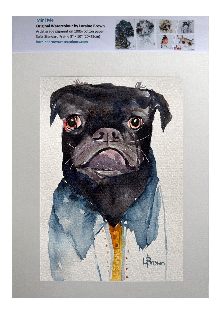 Mini Me #172 French Bulldog Original Watercolour Painting