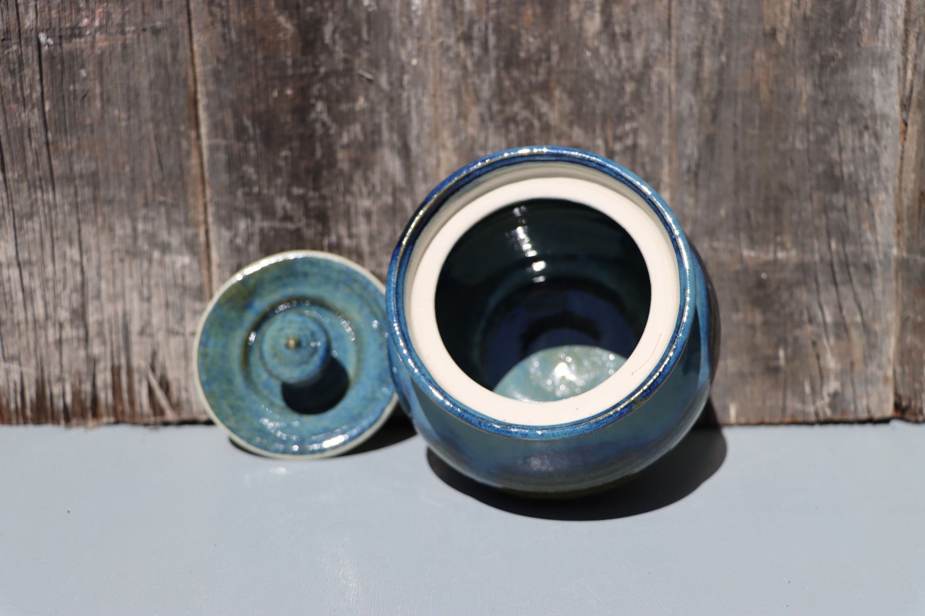 Blue lidded jars - Hand Made Thrown High Fired Stoneware