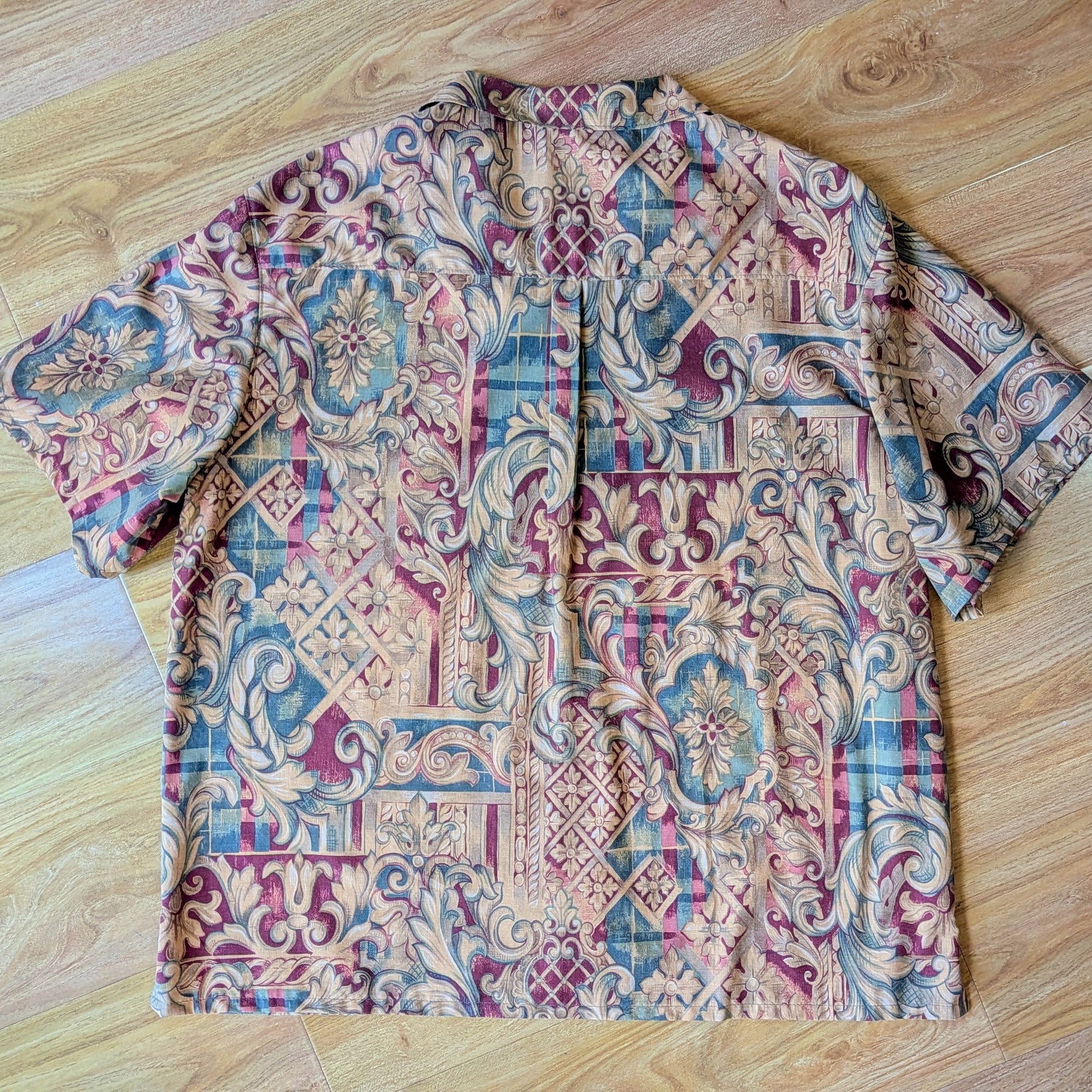 Upcycled Cotton Doona Cover Unisex Classic Cut Button-up Shirt (Brown / Size L)