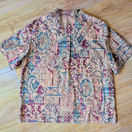 Upcycled Cotton Doona Cover Unisex Classic Cut Button-up Shirt (Brown / Size L)