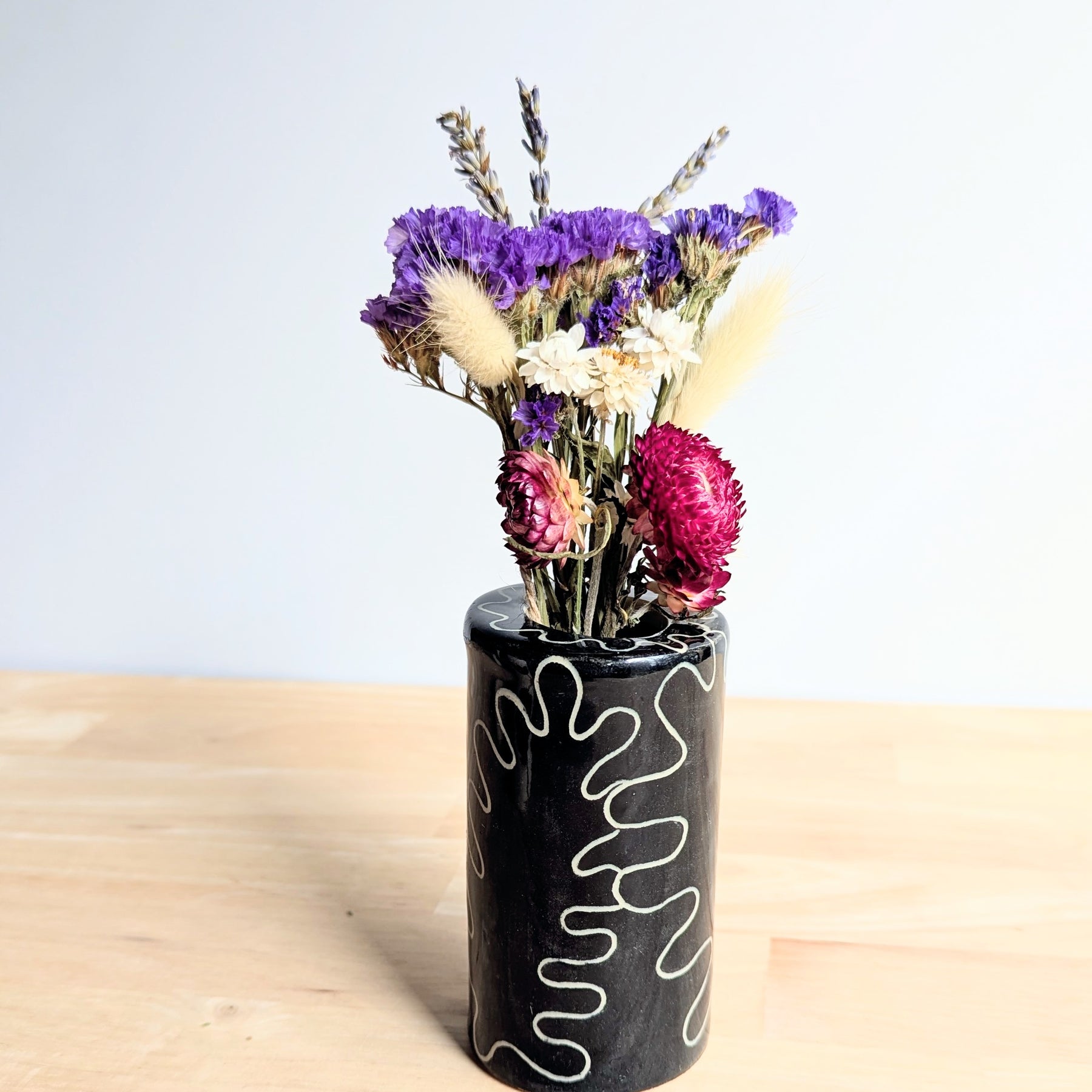 Cylinder Flower Vase| Handmade Vase with Dried Floral Posy | Bright Vase| Mother's Day Gift Idea