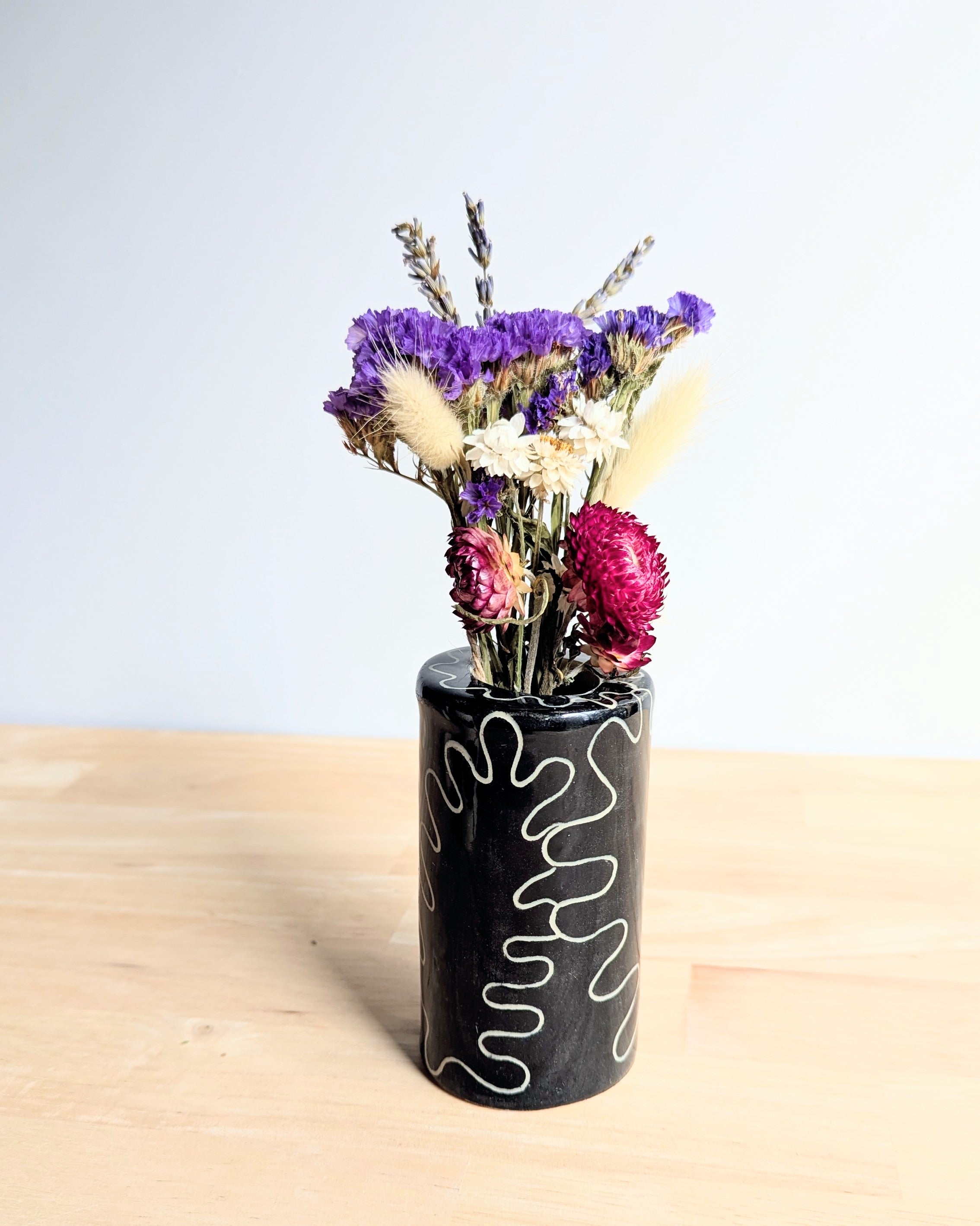 Cylinder Flower Vase| Handmade Vase with Dried Floral Posy | Bright Vase| Mother's Day Gift Idea