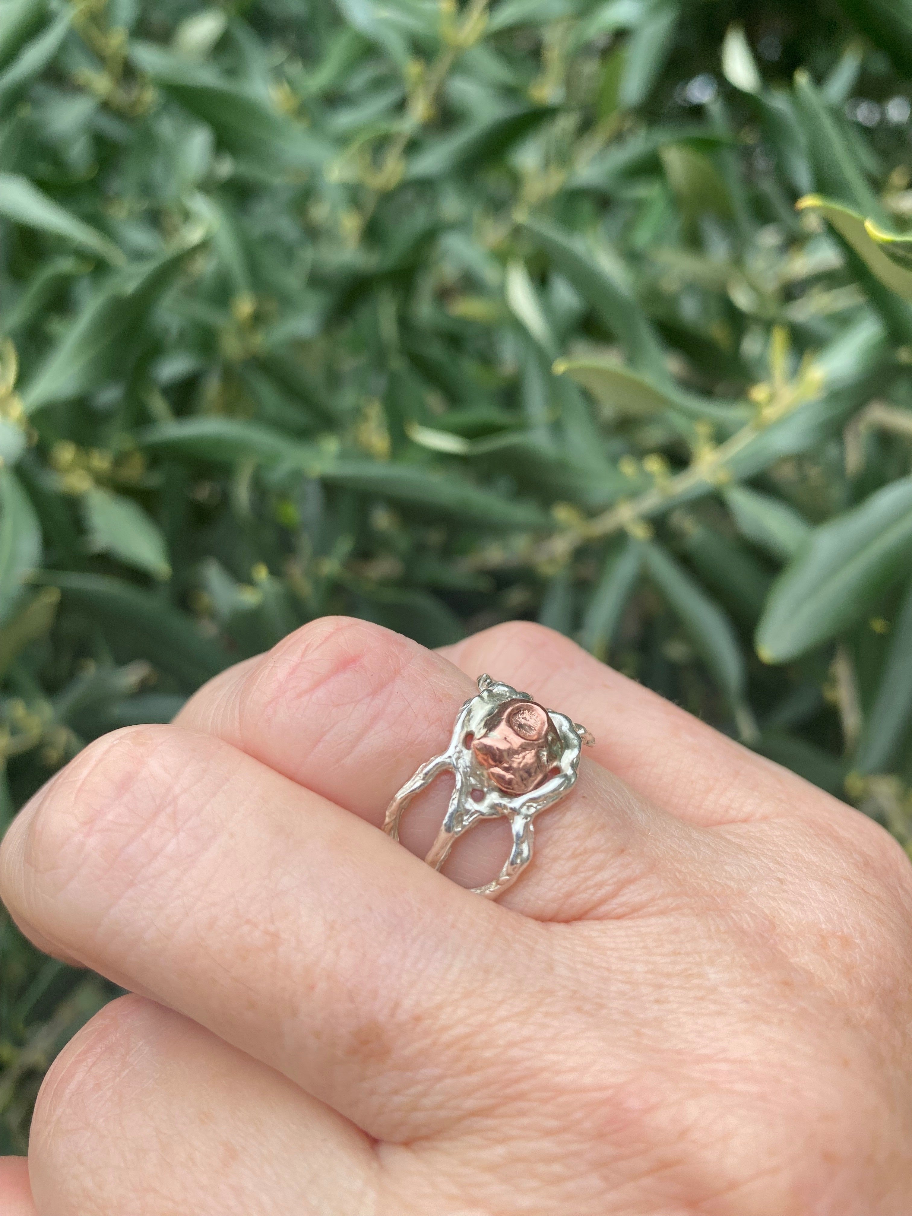 Delicate Strength Ring – Sterling Silver & Copper – Size N 1/2
