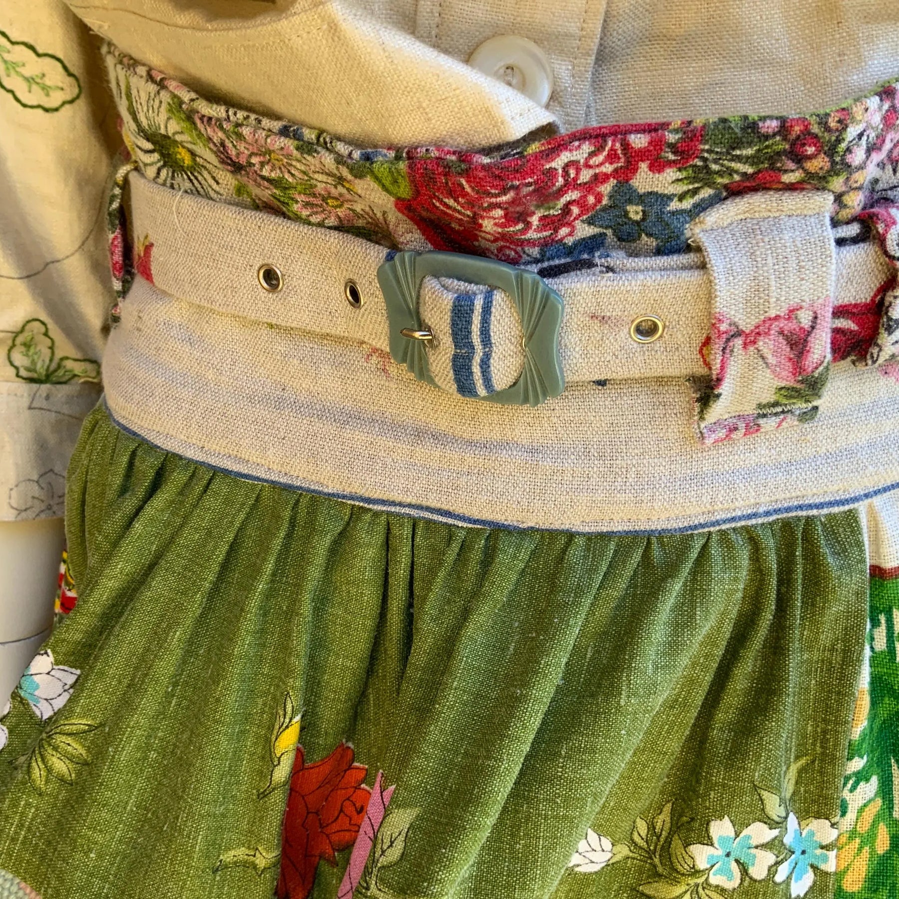 Wool Tapestry and Linen Skirt "Guardians of the Land"
