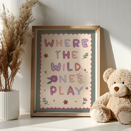 A3 Where the wild ones play kids art print