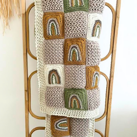 Handmade Baby Crochet Blanket, Baby Rainbow Quilt Set