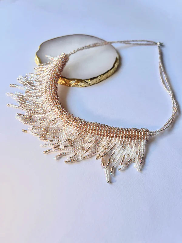 SILVER CRYSTAL * 2 colors | festive necklace | beaded handmade