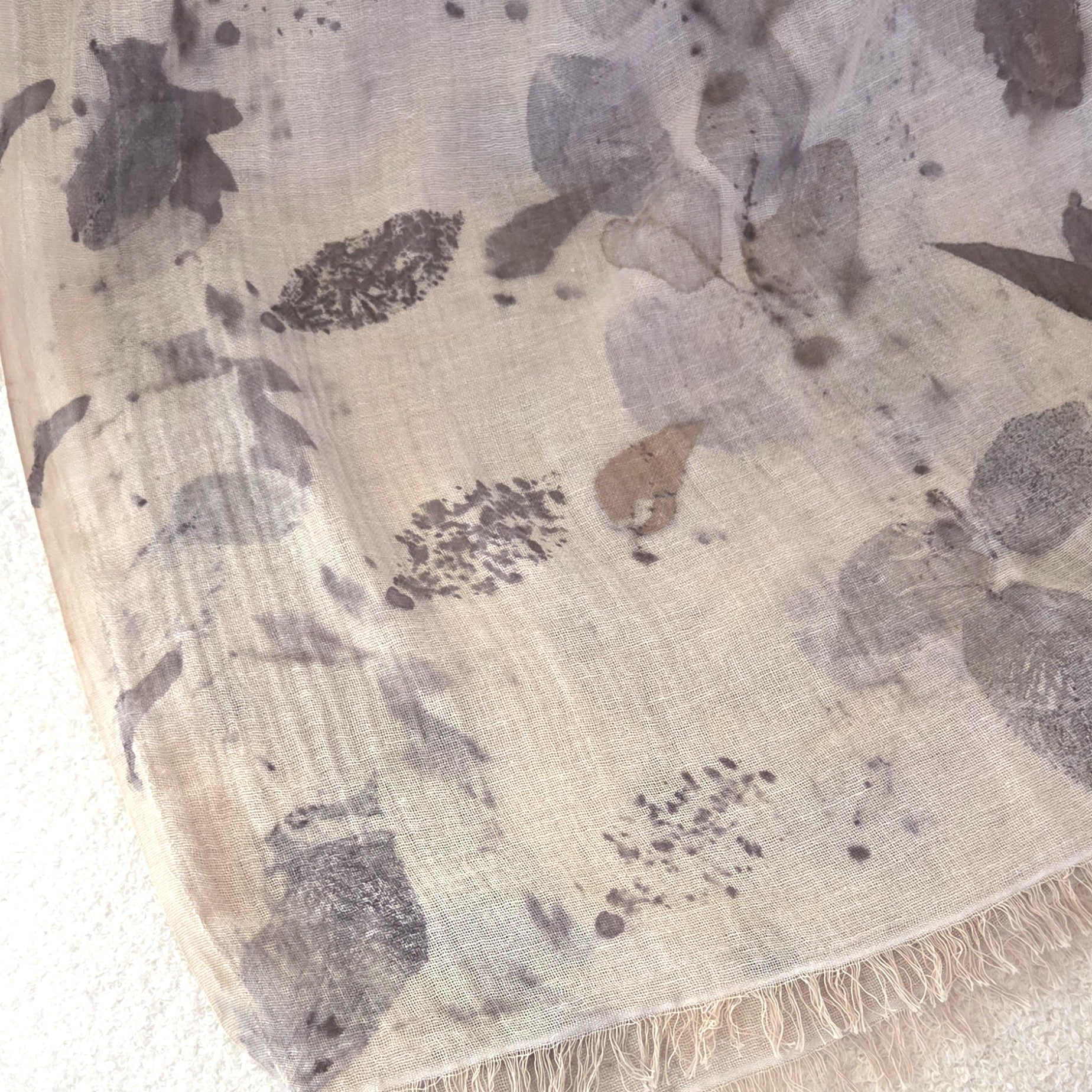 The Audrey - Cotton & Linen Blend Ecoprint Scarf/Wrap
