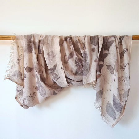 The Audrey - Cotton & Linen Blend Ecoprint Scarf/Wrap