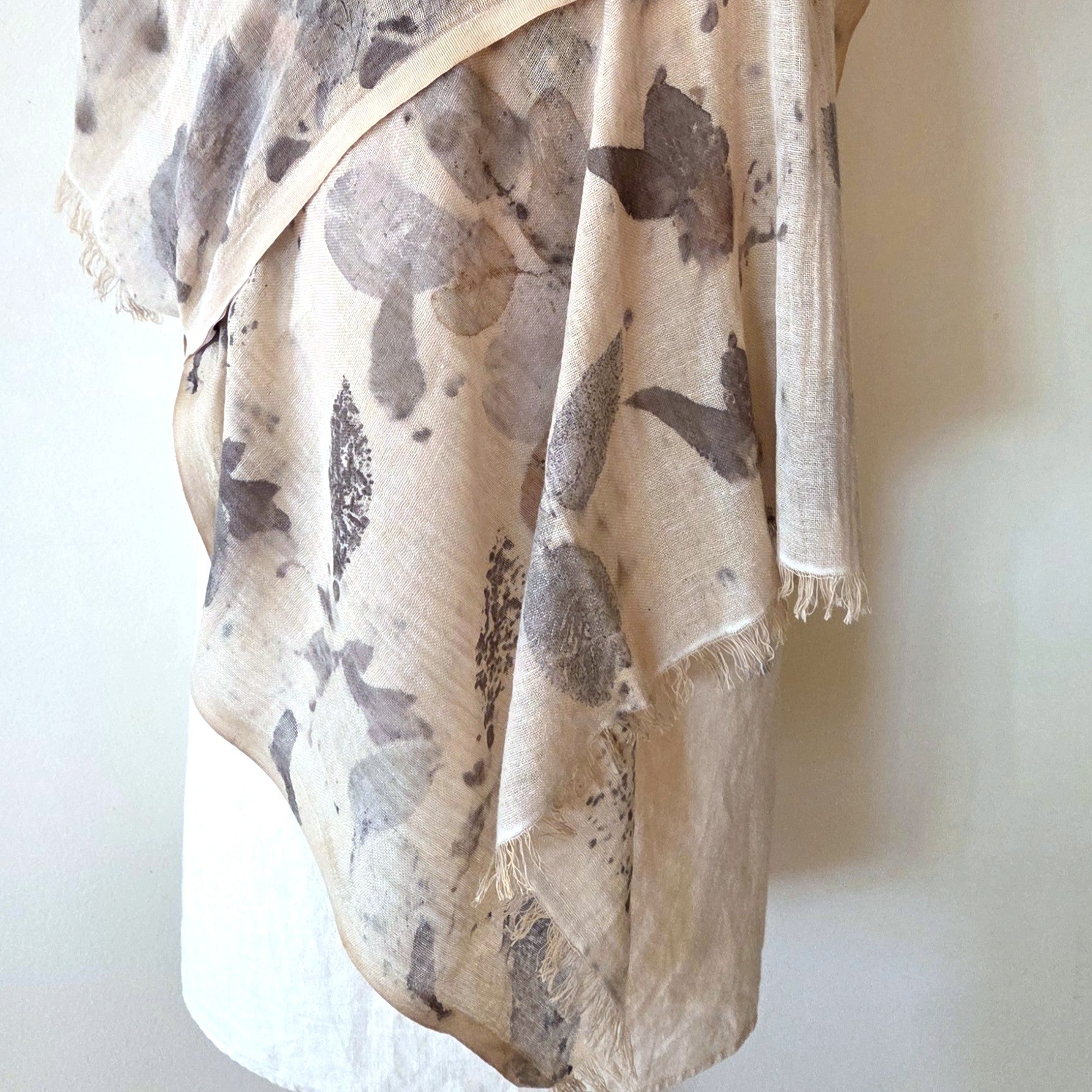 The Audrey - Cotton & Linen Blend Ecoprint Scarf/Wrap