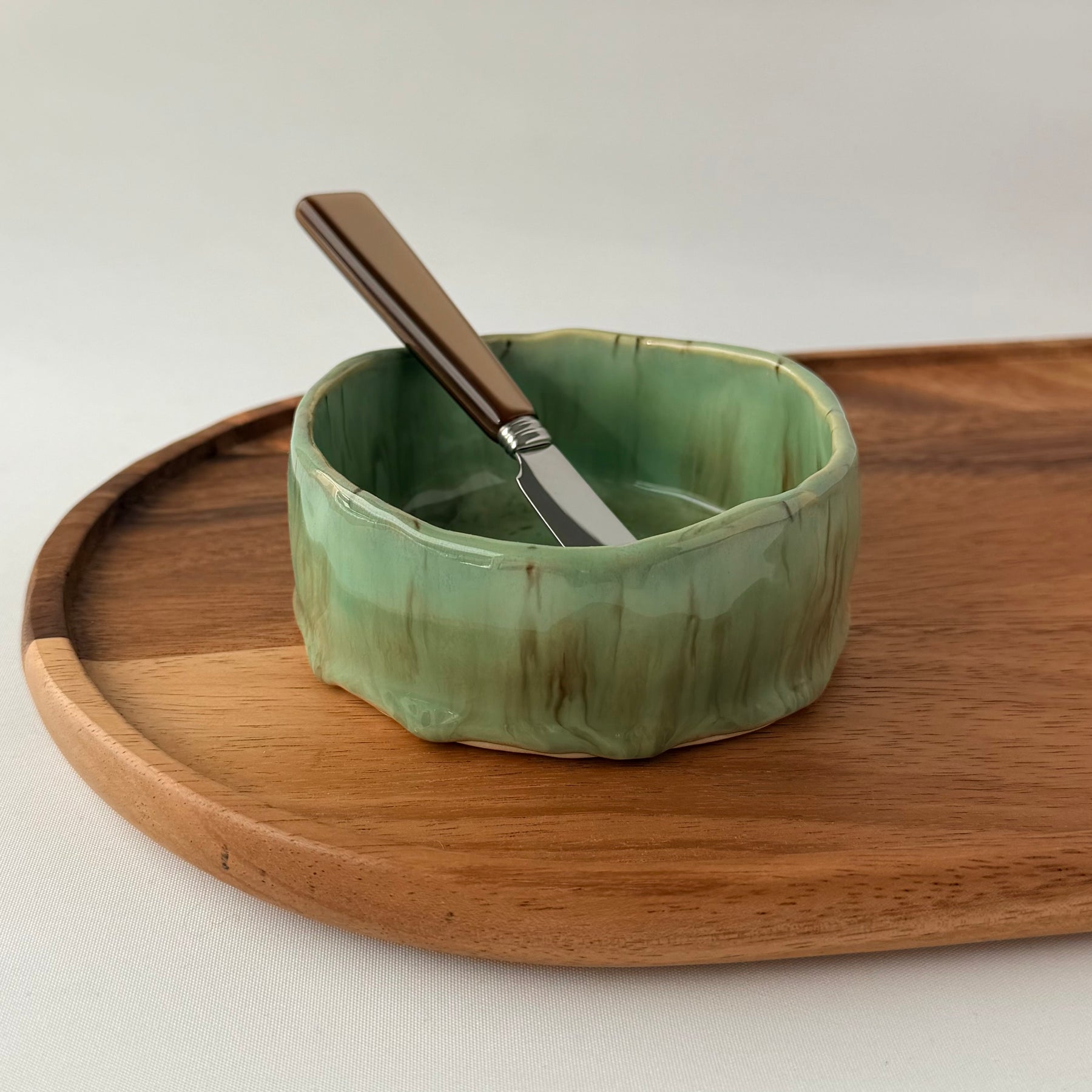 Dip Bowl | Green and Chocolate Brown