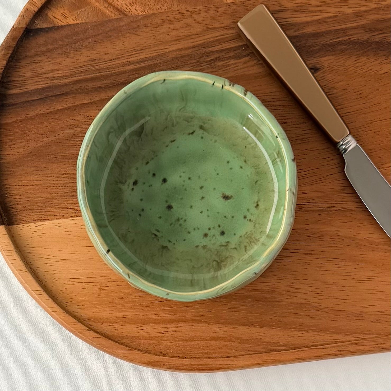 Dip Bowl | Green and Chocolate Brown