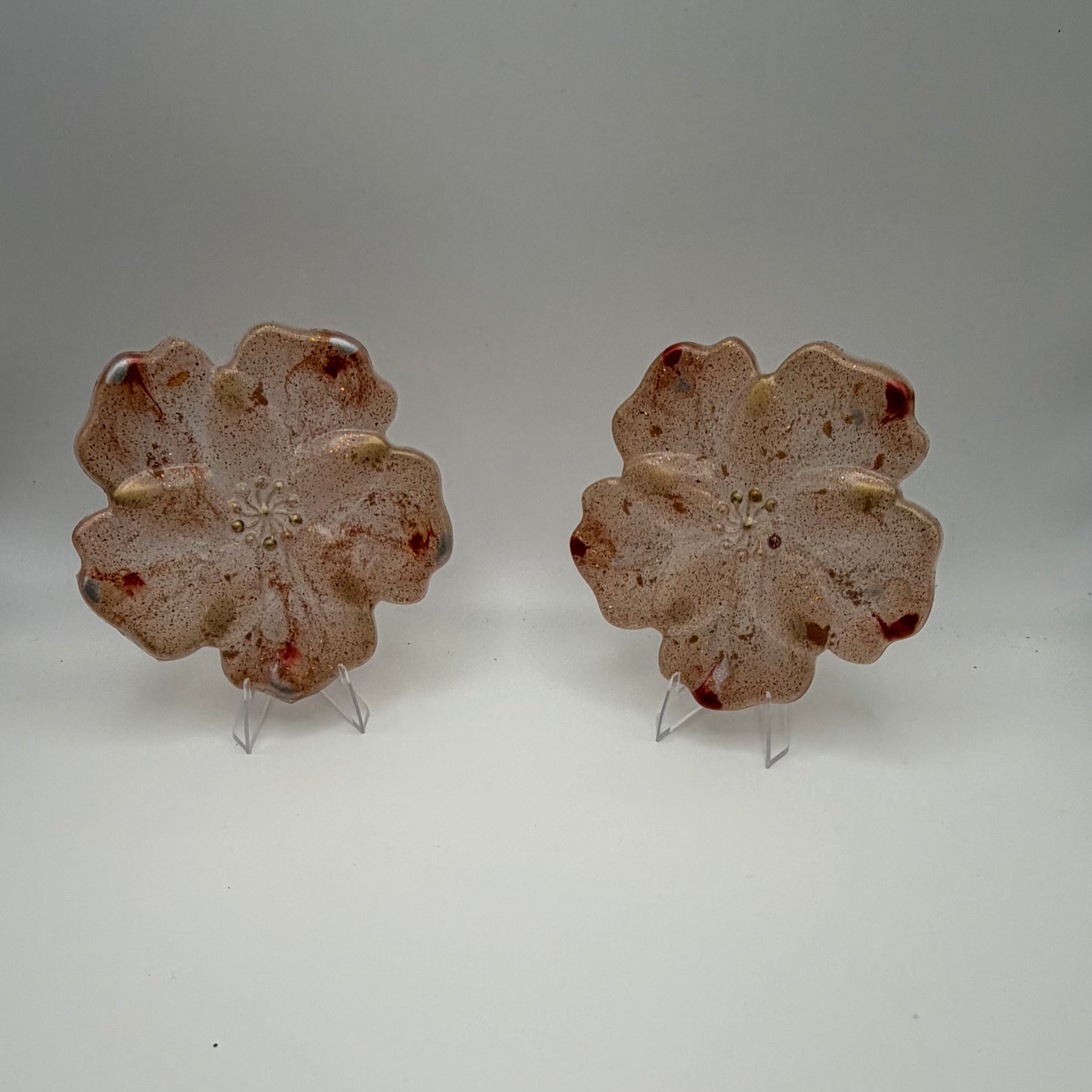 Handcrafted floral pink and gold Resin Coasters - set of 4