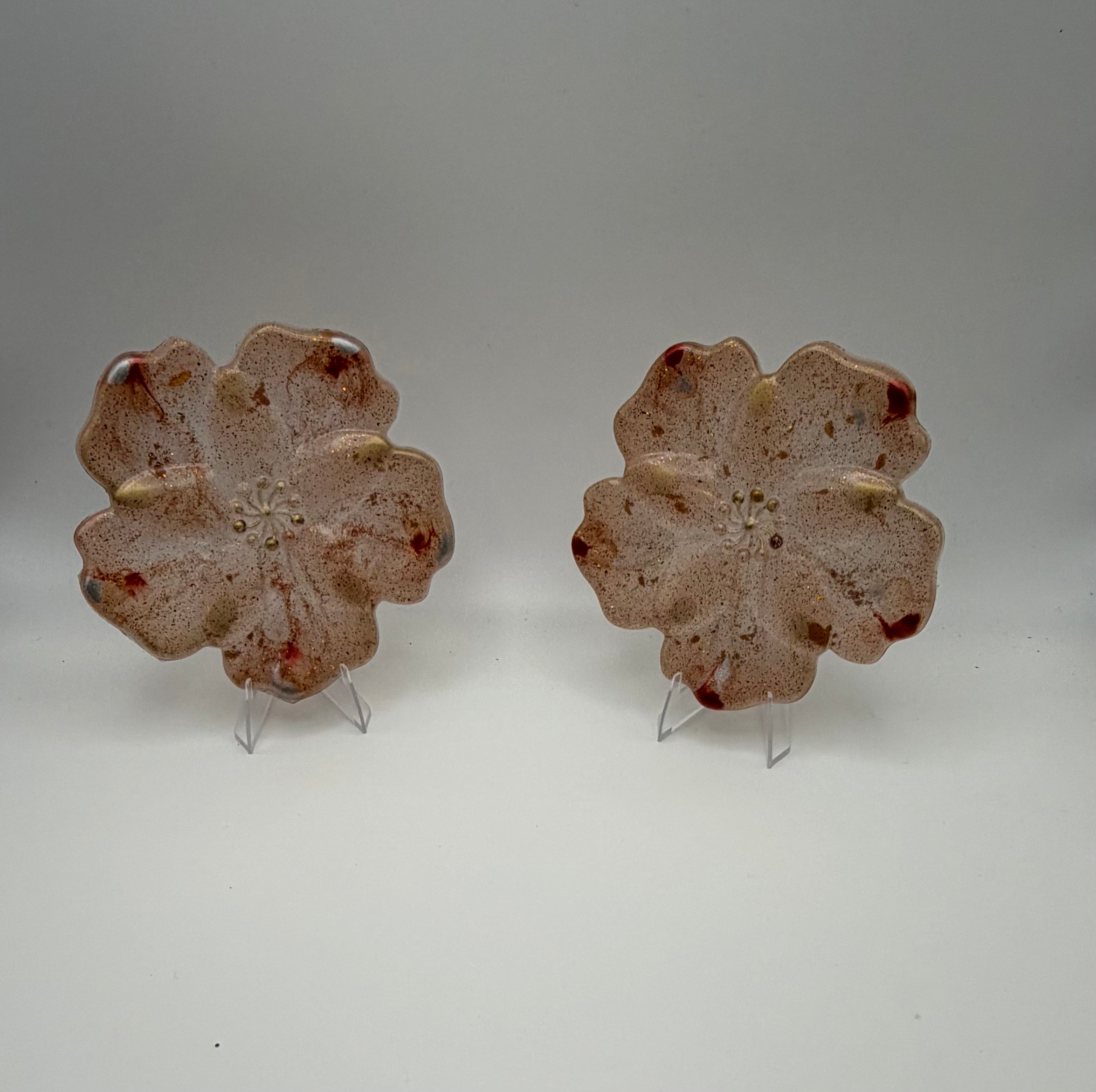 Handcrafted floral pink and gold Resin Coasters - set of 4