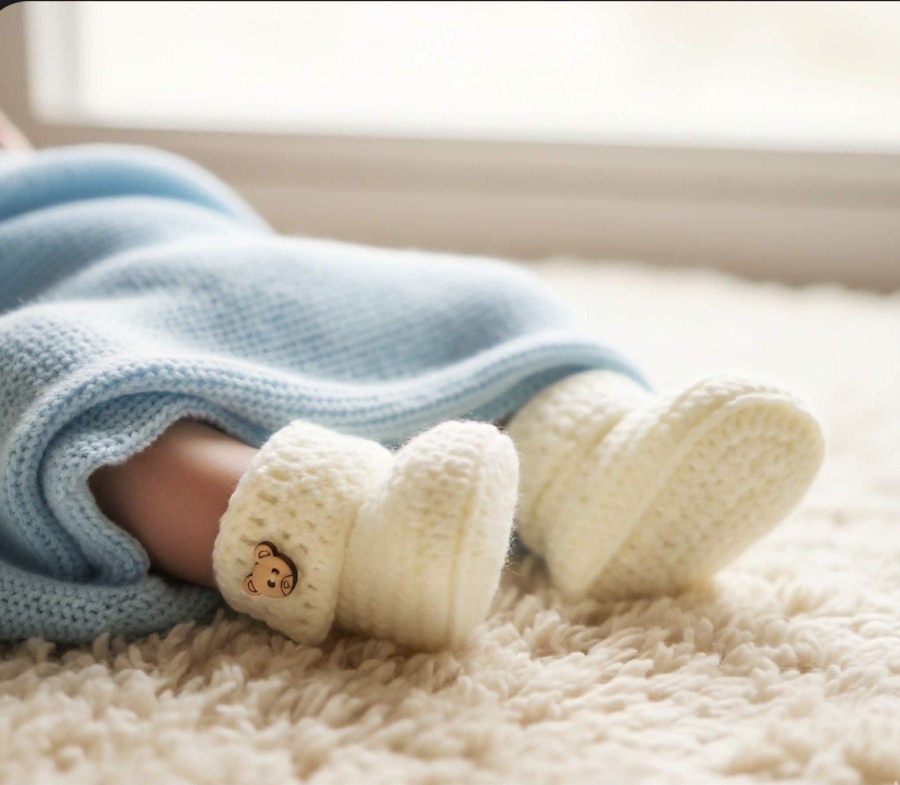 Baby Booties | Cream/Off White | Newborn | Crochet | Knit | Shoes | Socks
