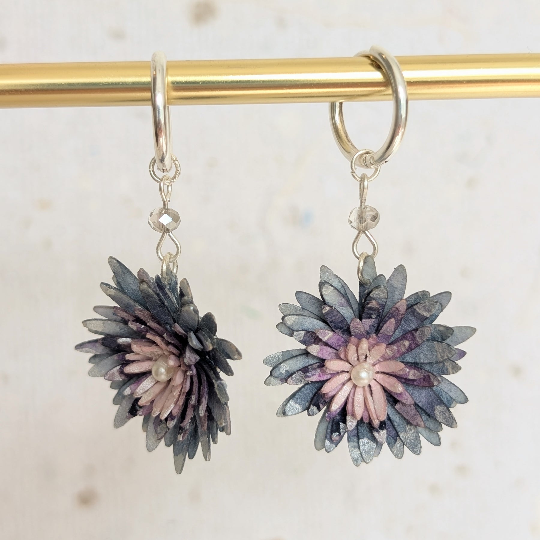 Chrysanthemum Flower Earrings – Handmade Paper Earrings – Botanical Statement Jewellery – Eco Friendly Gift Australia