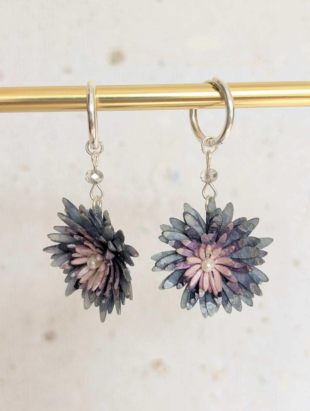 Chrysanthemum Flower Earrings – Handmade Paper Earrings – Botanical Statement Jewellery – Eco Friendly Gift Australia