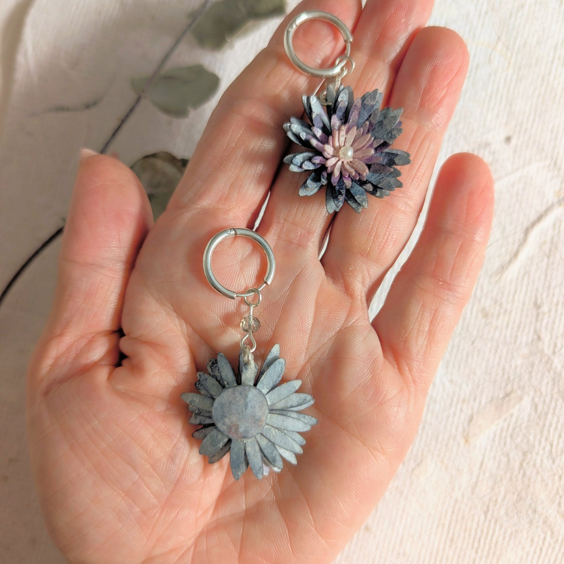 Chrysanthemum Flower Earrings – Handmade Paper Earrings – Botanical Statement Jewellery – Eco Friendly Gift Australia