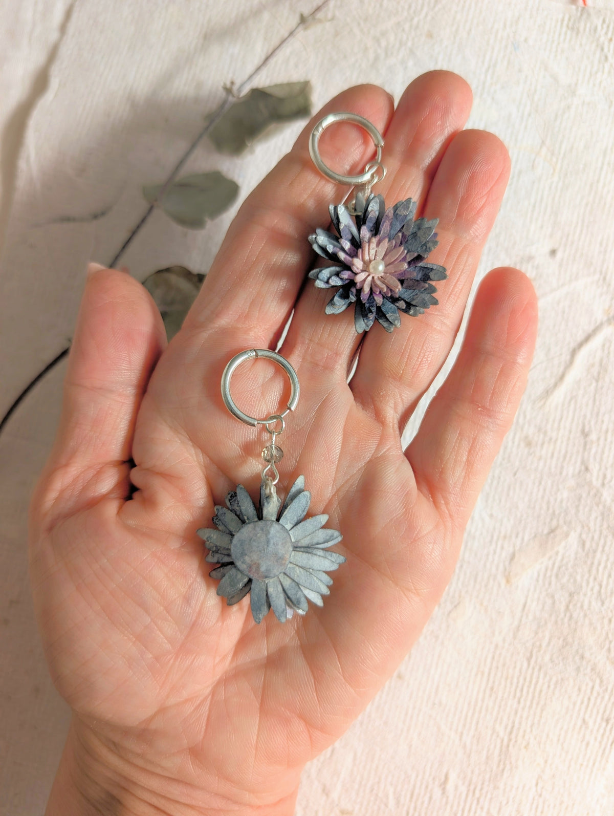 Chrysanthemum Flower Earrings – Handmade Paper Earrings – Botanical Statement Jewellery – Eco Friendly Gift Australia