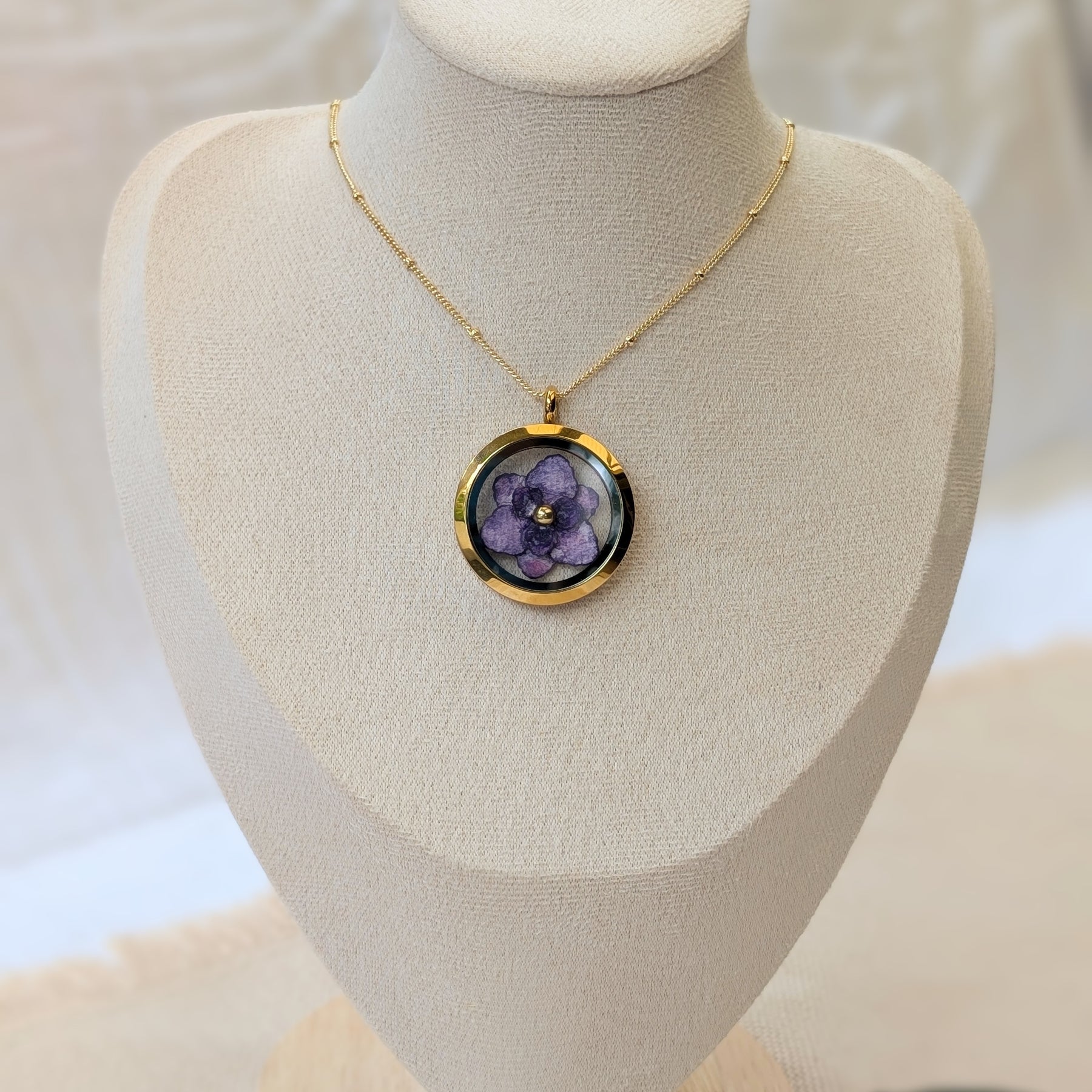 Gladiolus Flower Necklace | Hand-Painted Watercolour Floral Pendant
