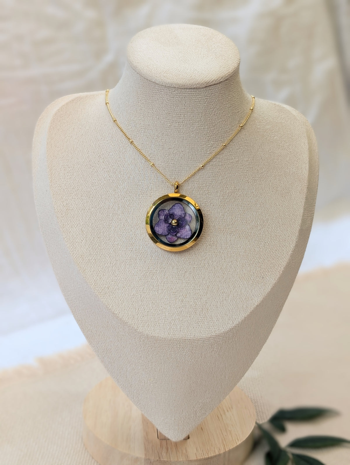 Gladiolus Flower Necklace | Hand-Painted Watercolour Floral Pendant