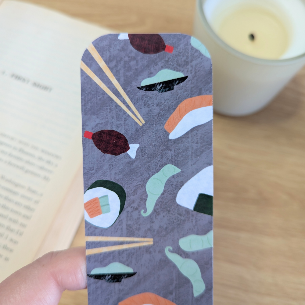 dark sushi bookmark close up