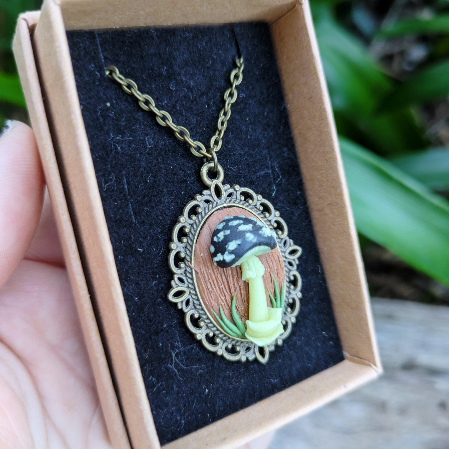 Hand-Sculpted Mushroom Pendants