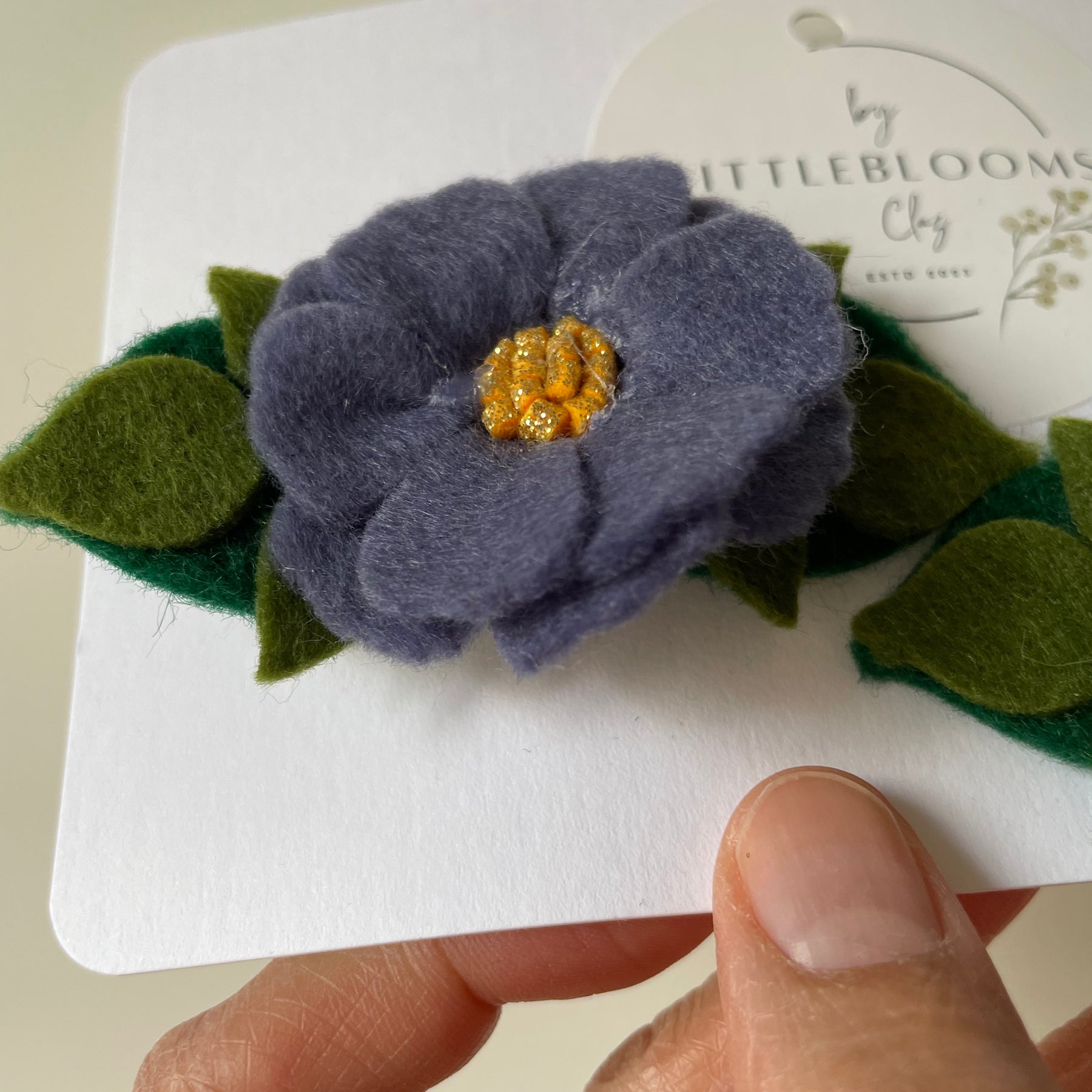 Dark blue purple flower clips - Set of 2