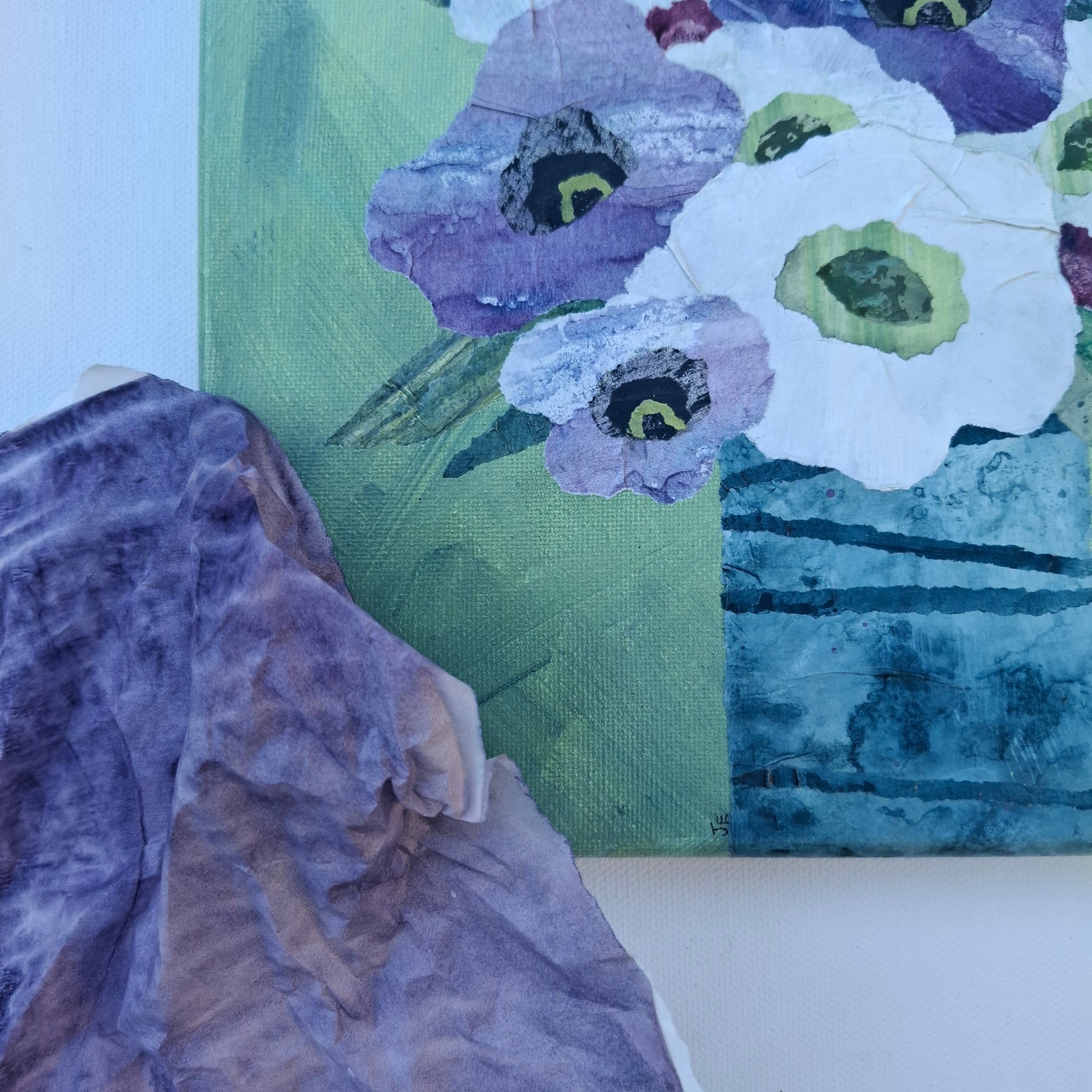 ORIGINAL ARTWORK - Bold Anemones - 20cm x 20cm