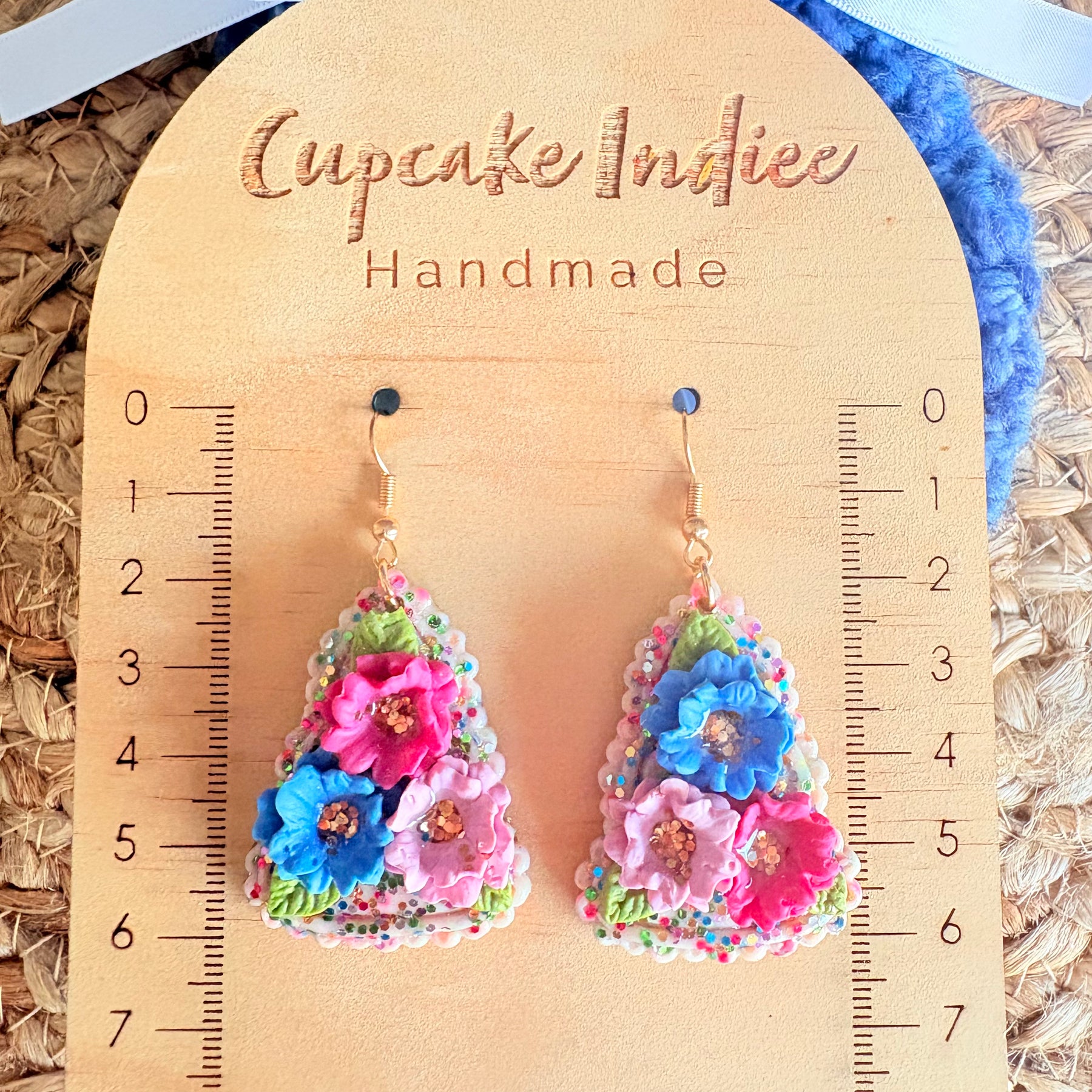 Floral Colourful Christmas Tree Earrings