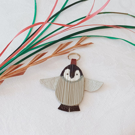 Hand painted Palm Leaf Baby Penguin Keychain