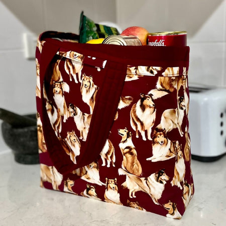 Grocery Tote ... Lined with storage pouch ... Collie