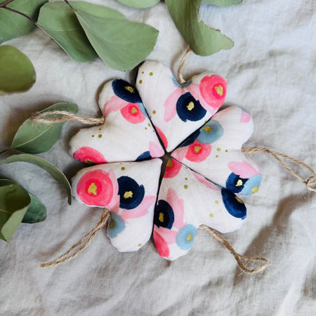 White/pink/navy Hearts - filled with Australian wool