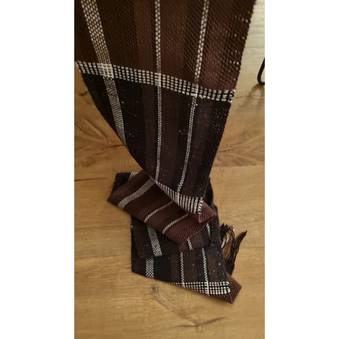 Traditional handwoven monochrome and brown scarf