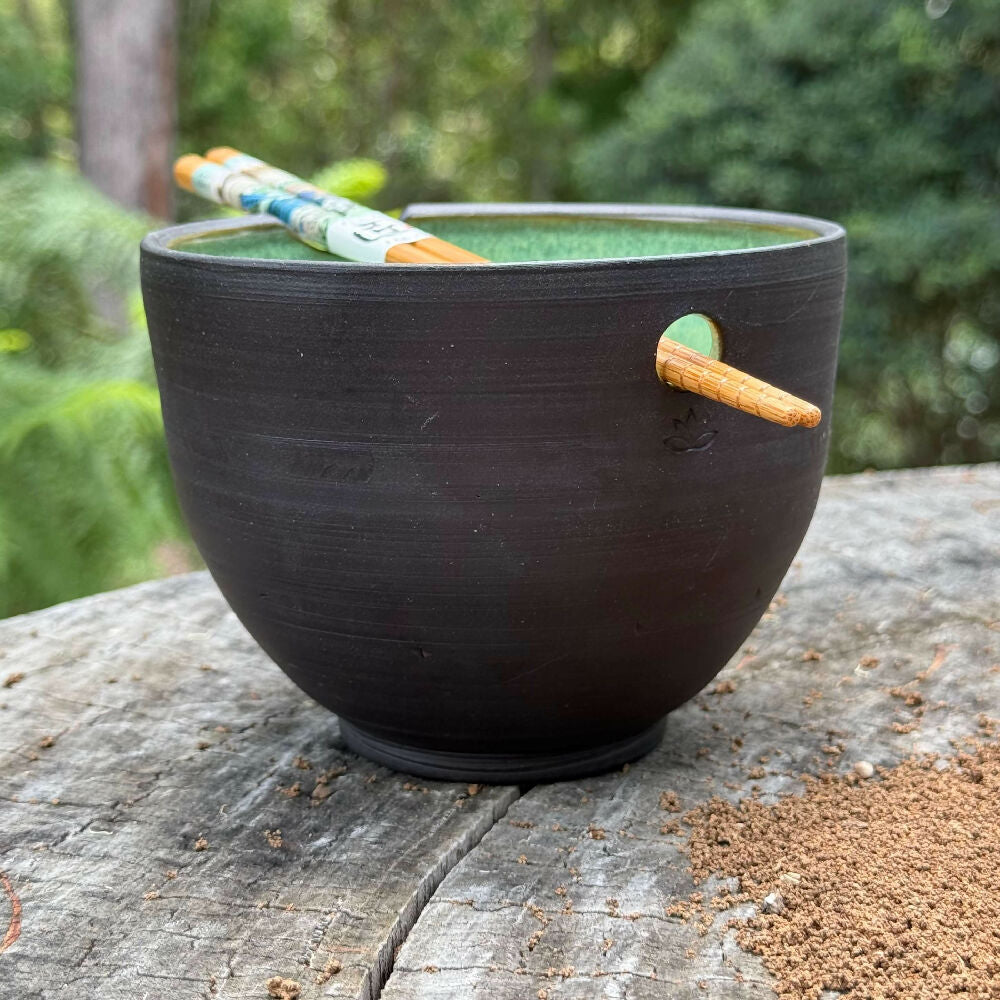 Australian-Ceramic-Pottery-Artist-Ana-Ceramica-Home-Decor-Kitchen-and-Dining-Servingware-donburi-bowl-with-chopsticks-black-clay-wheel-thrown-pottery