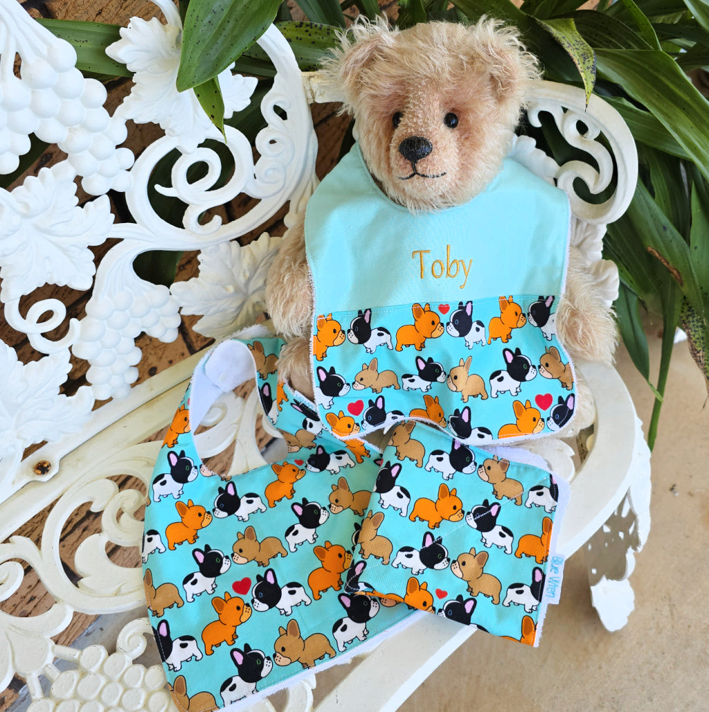 Baby Bib Gift Set Two bibs One is Personalised Bib and a Wash Cloth