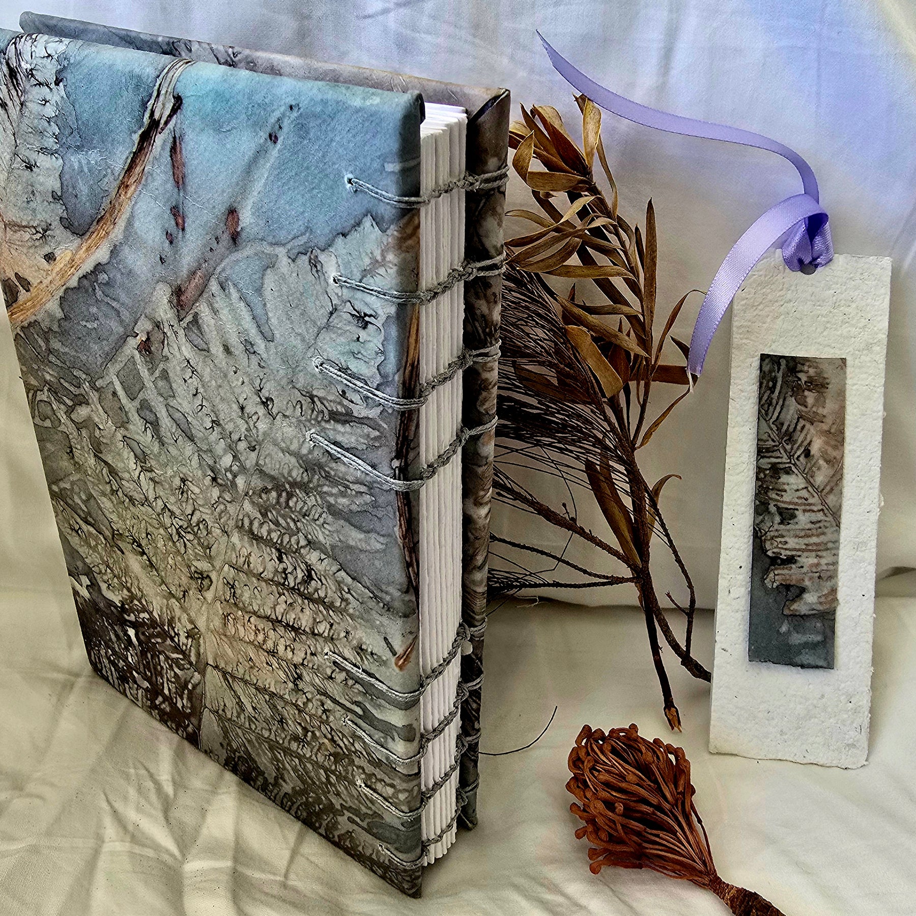 Ferns & Shadows — Handmade A5 Eco-Printed Journal