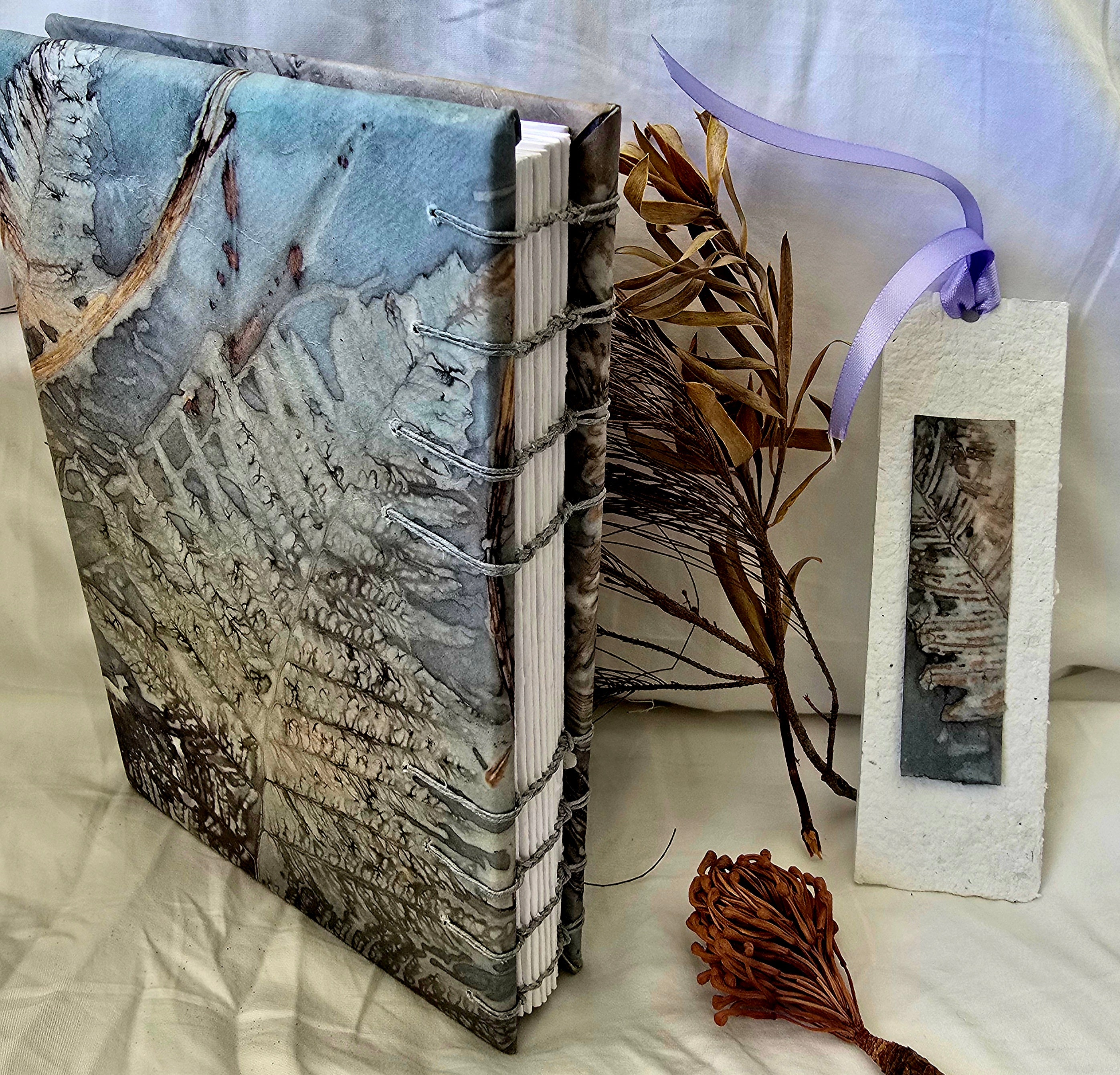 Ferns & Shadows — Handmade A5 Eco-Printed Journal