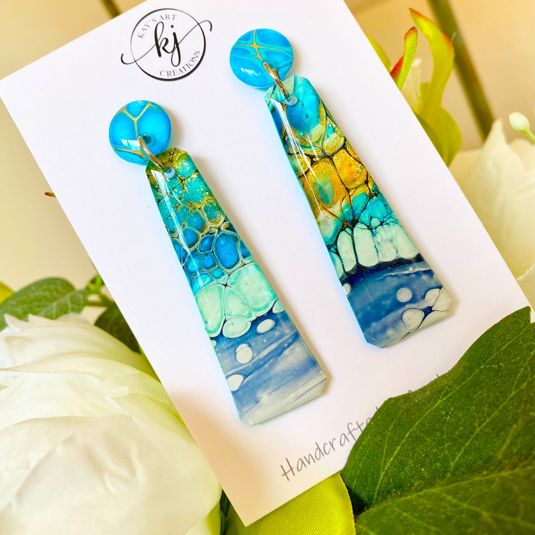 Turquoise Gold Dangle Earrings
