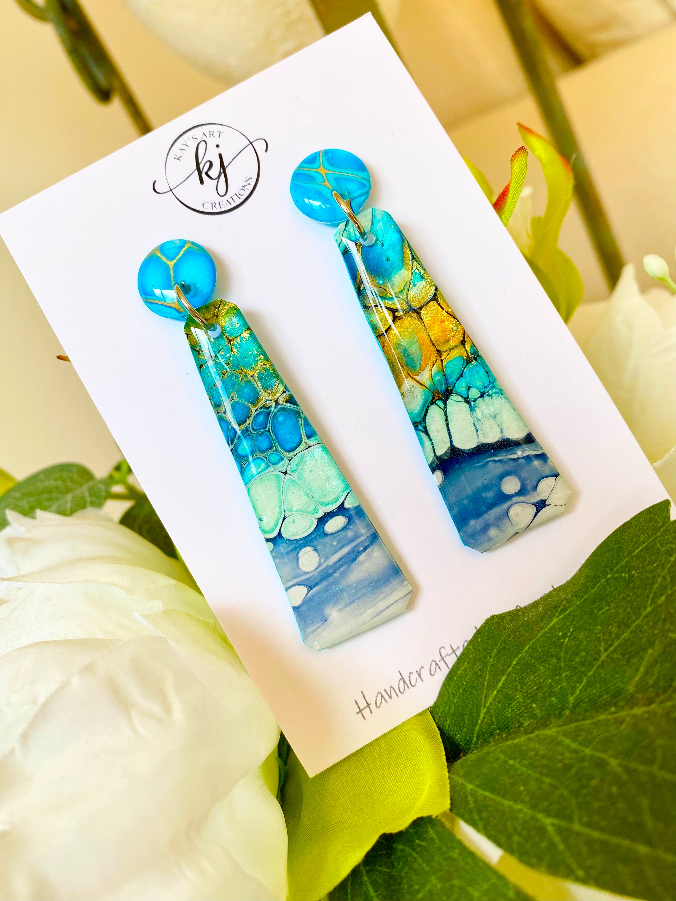 Turquoise Gold Dangle Earrings