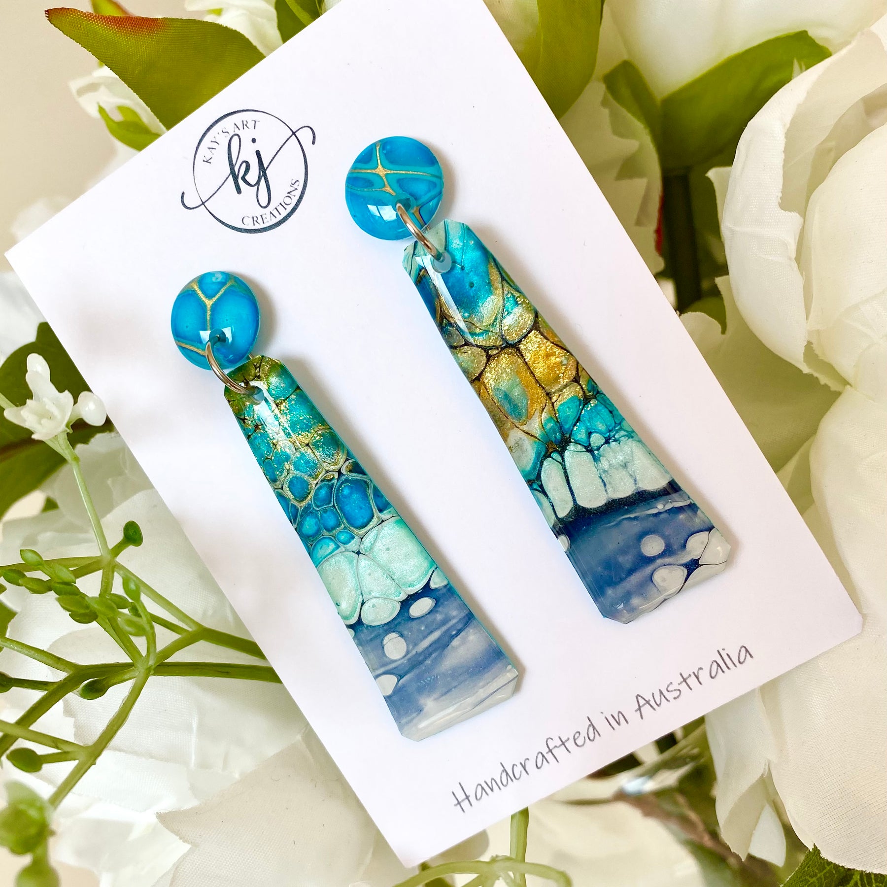 Turquoise Gold Dangle Earrings