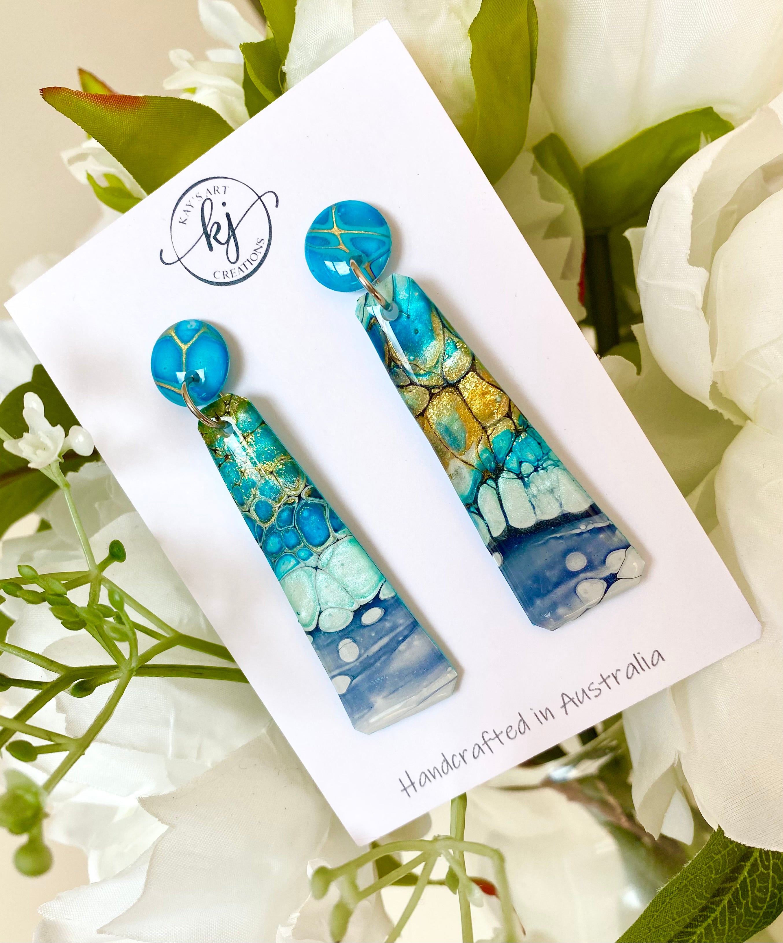 Turquoise Gold Dangle Earrings
