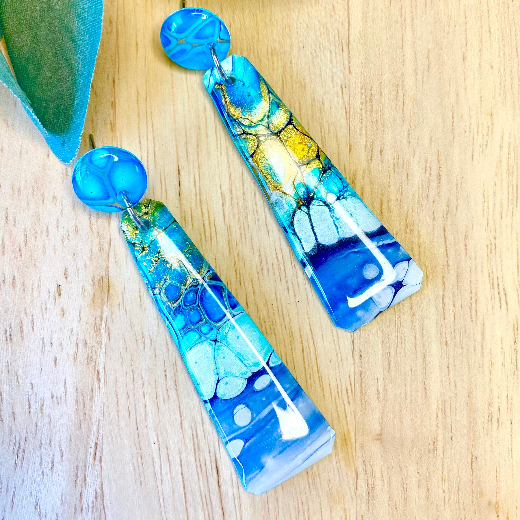 Turquoise Gold Dangle Earrings