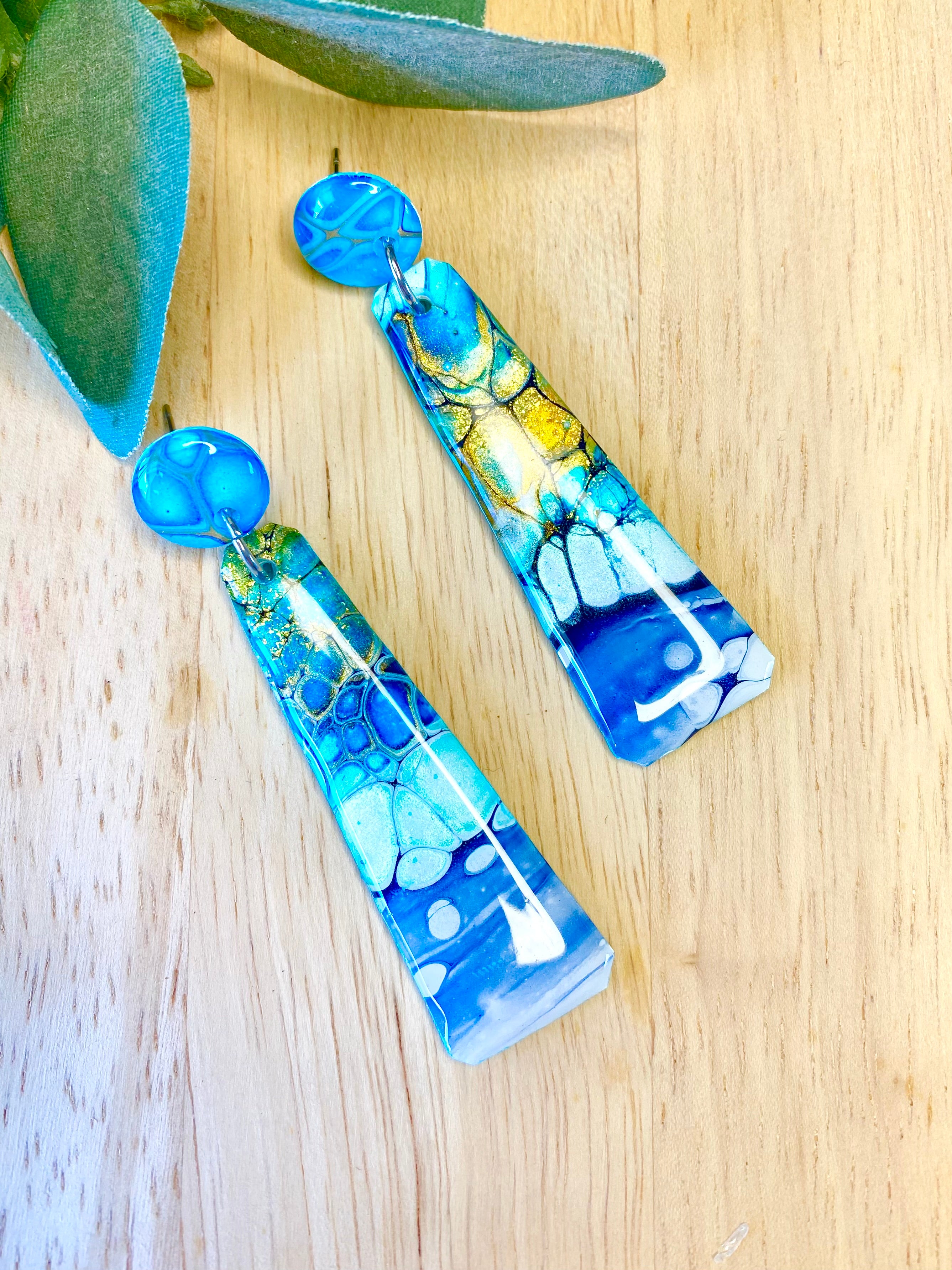 Turquoise Gold Dangle Earrings