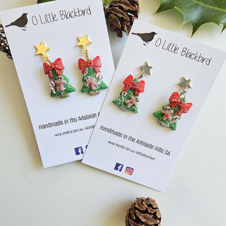 Sparkly Christmas Tree Earrings.