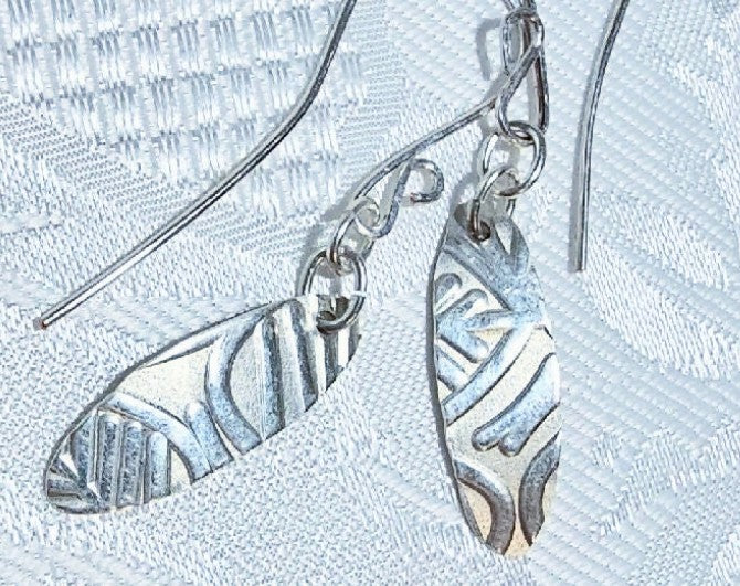 Embossed Fine Silver Disc Earrings #1 FREE POST
